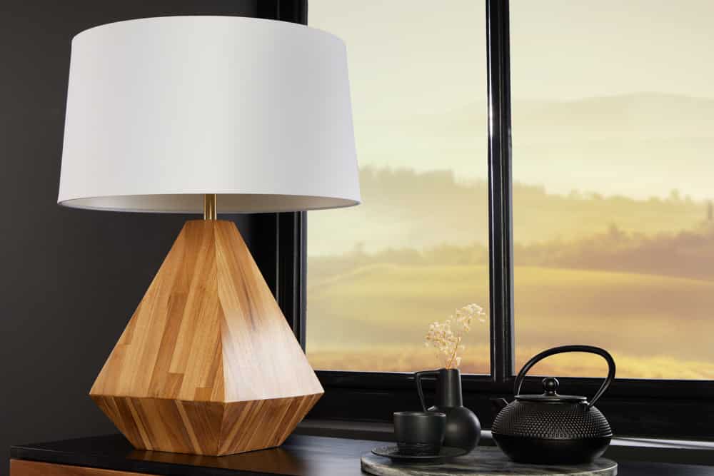 Tischleuchte Diamant 60cm Teakholz
