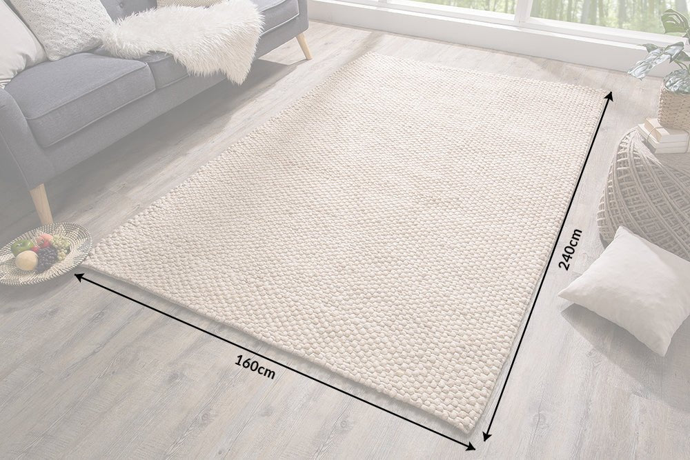 Teppich Wolle 240x160cm Beige