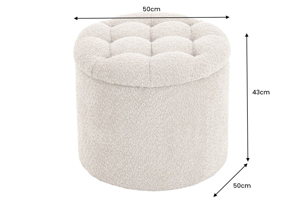 Hocker Barock Storage 50cm Bouclé Champagner