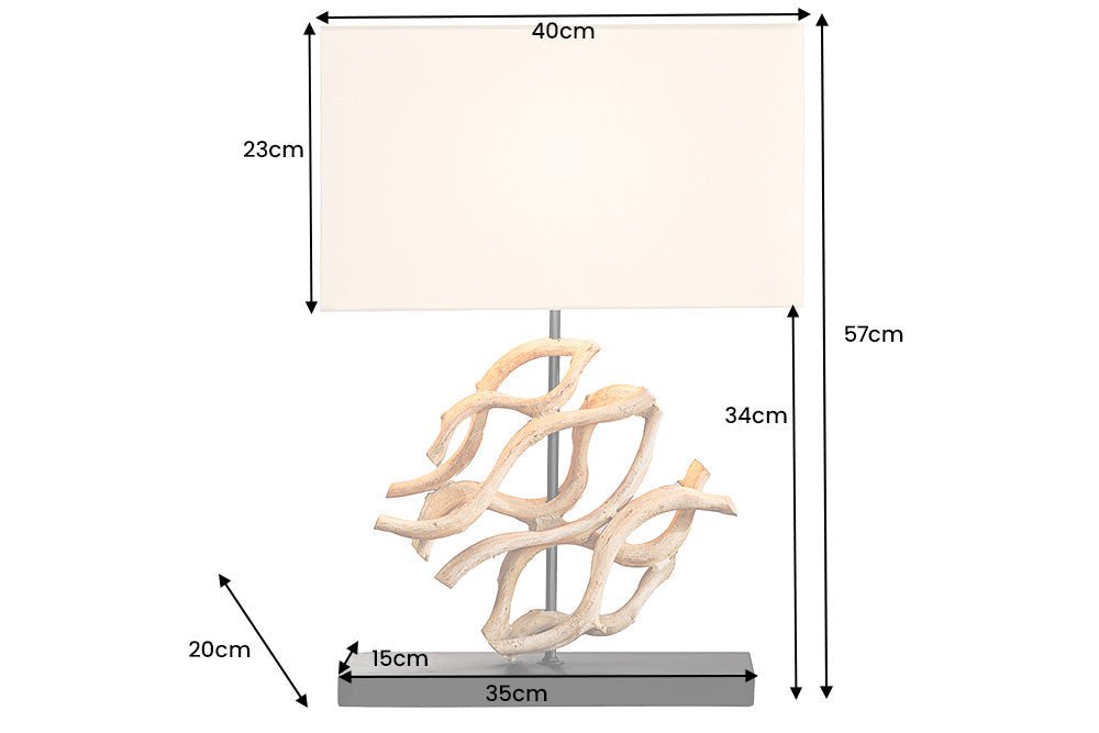 Tischleuchte Wicker 60cm Teakholz Lampenschirm