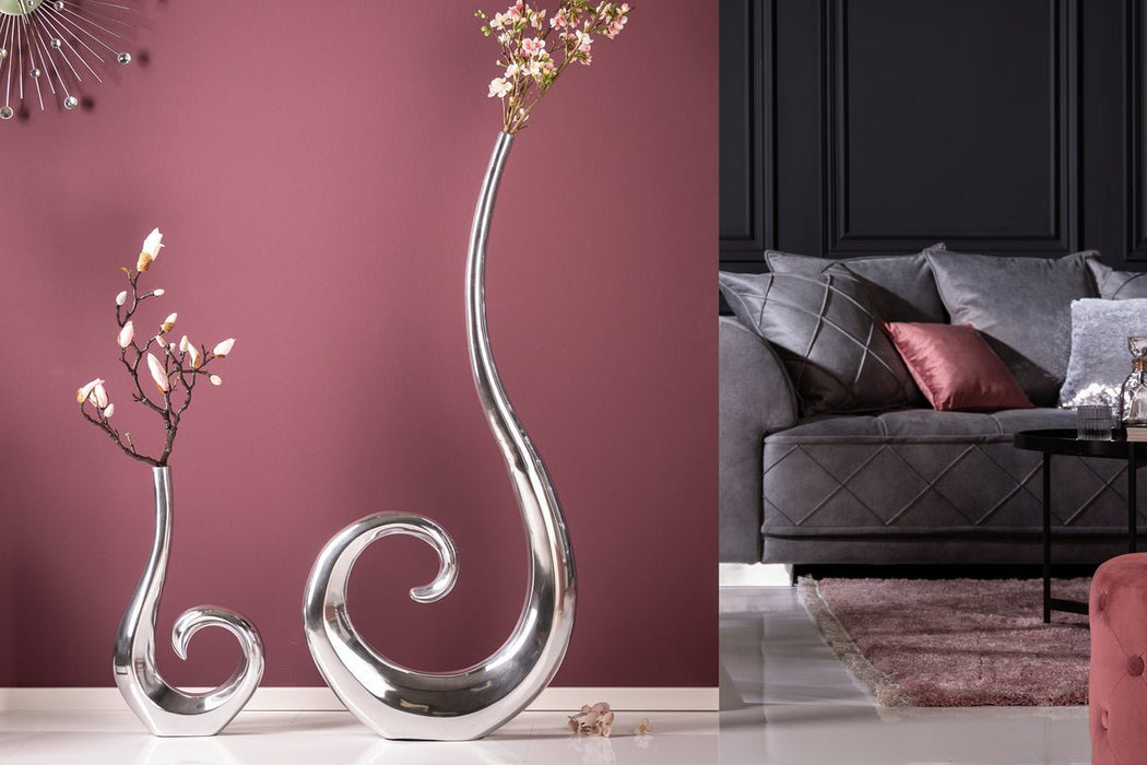 Vase Wicker XL 106cm silber aluminium