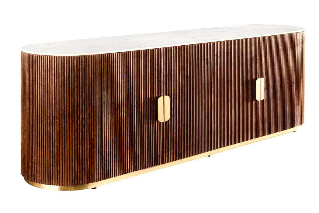 Sideboard Säntis 180cm Mango Marmor weiß