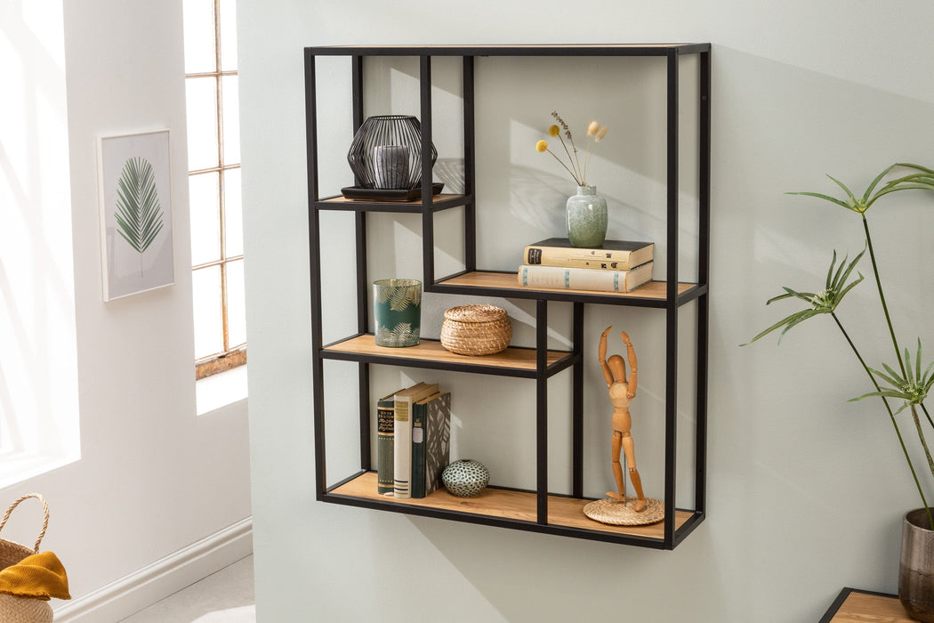 Wandregal Sleek Line 90cm Wildeiche schwarz