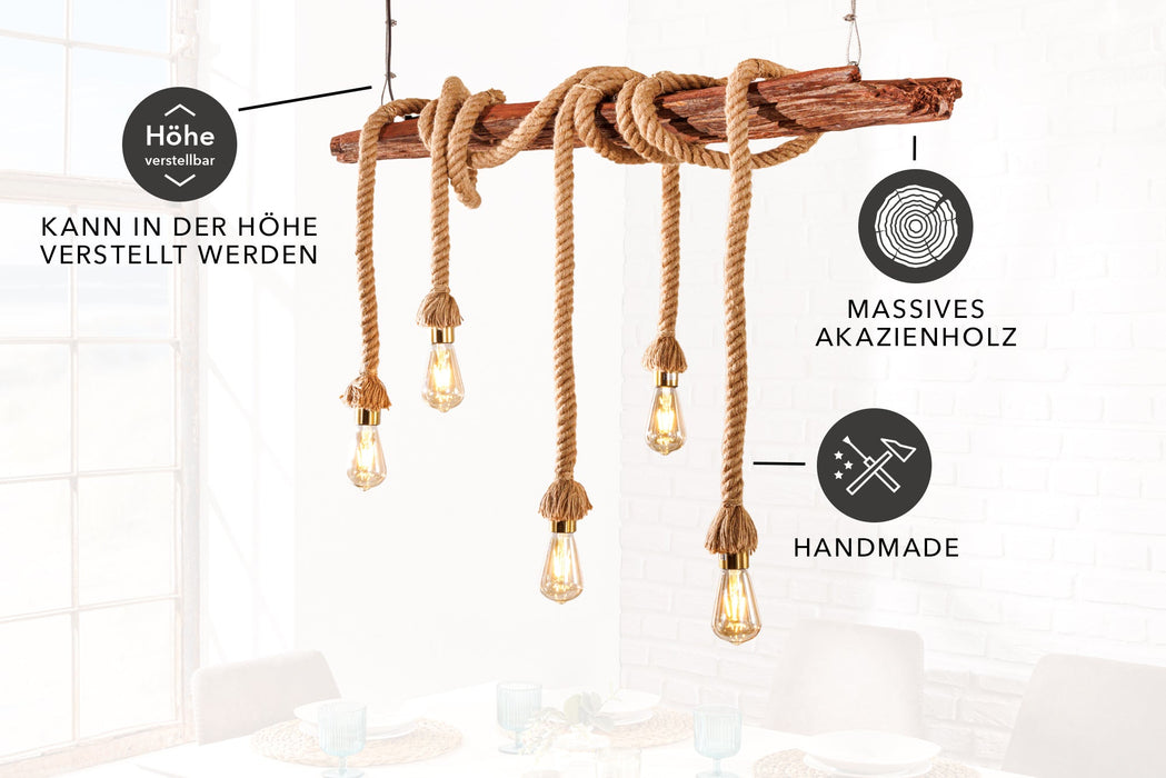 Pendelleuchte Pirat 110cm recyceltes Akazienholz natur