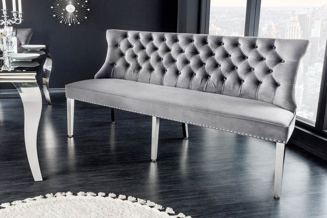 Sofabank Palace Prestige 165cm mit Löwenkopf Samt grau
