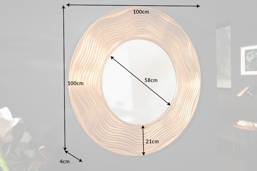 Wandspiegel Circula 100cm Paulownia Holz rund gold