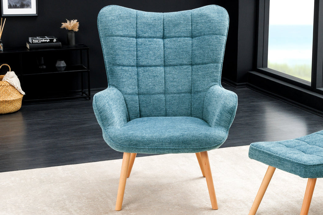 Sessel Nordica mit Armlehnen Strukturstoff blau