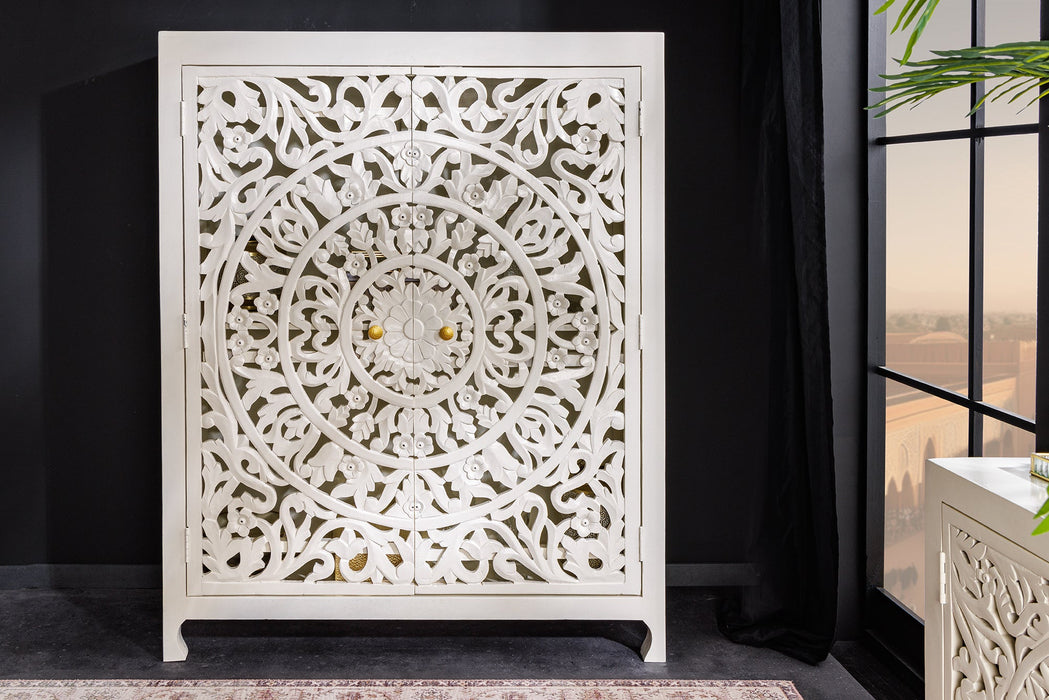 Highboard MARRAKECH 140cm weiß Mangoholz
