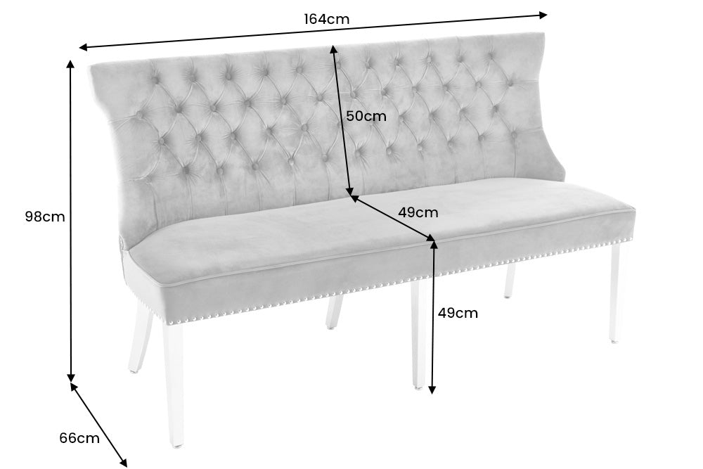 Sofabank Palace Prestige 165cm mit Löwenkopf Samt grau