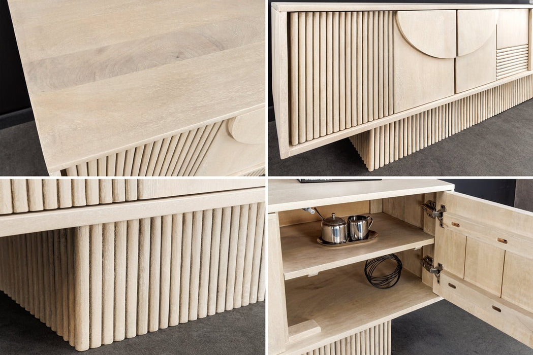 TV Board Aesthetics 200cm Mangoholz weißgekalkt