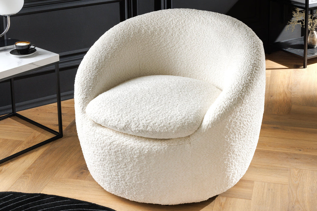 Armchair Atlantis 360° rotatable bouclé white