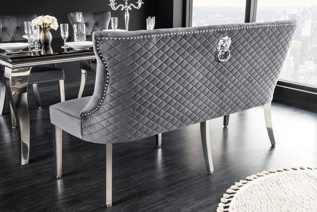 Sofabank Palace Prestige 165cm mit Löwenkopf Samt grau