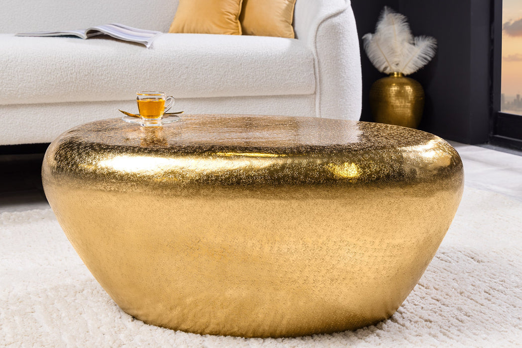Couchtisch Rock 75cm Hammerschlageffekt gold