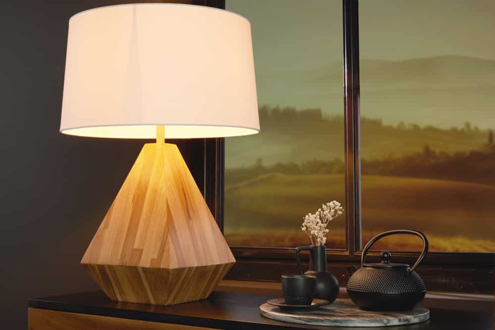 Tischleuchte Diamant 60cm Teakholz