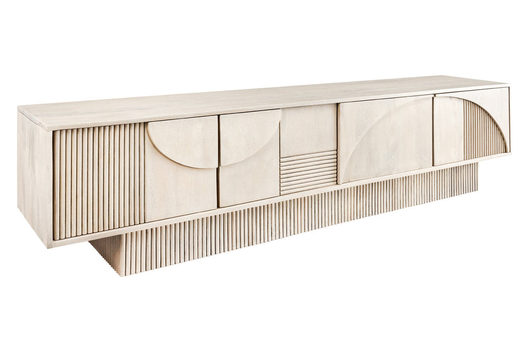 TV Board Aesthetics 200cm Mangoholz weißgekalkt