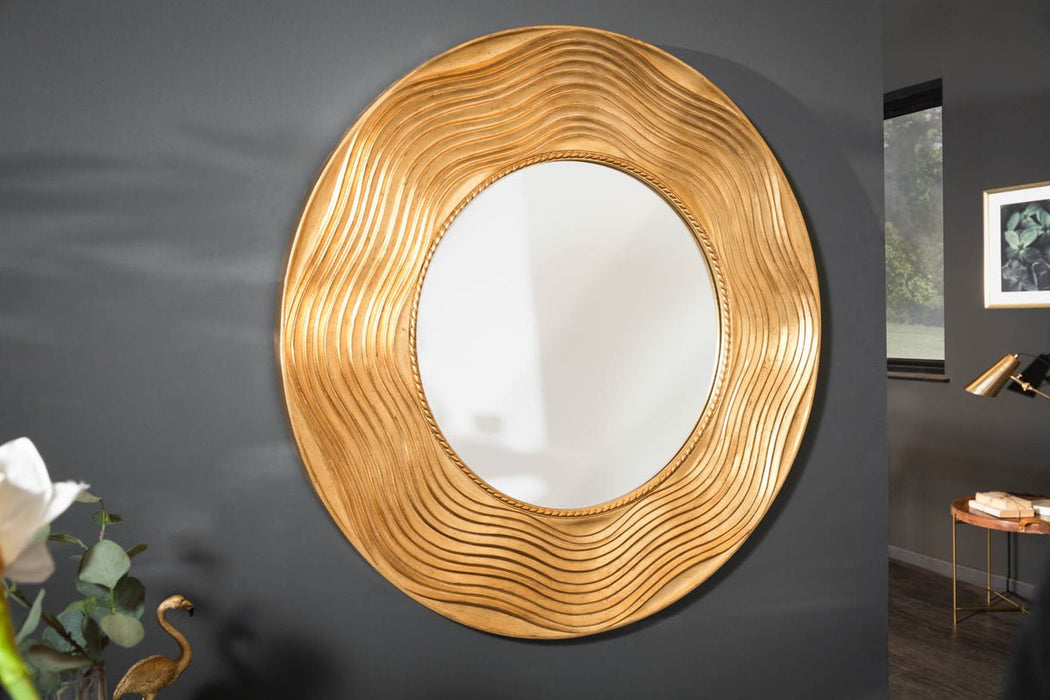 Wandspiegel Circula 100cm Paulownia Holz rund gold