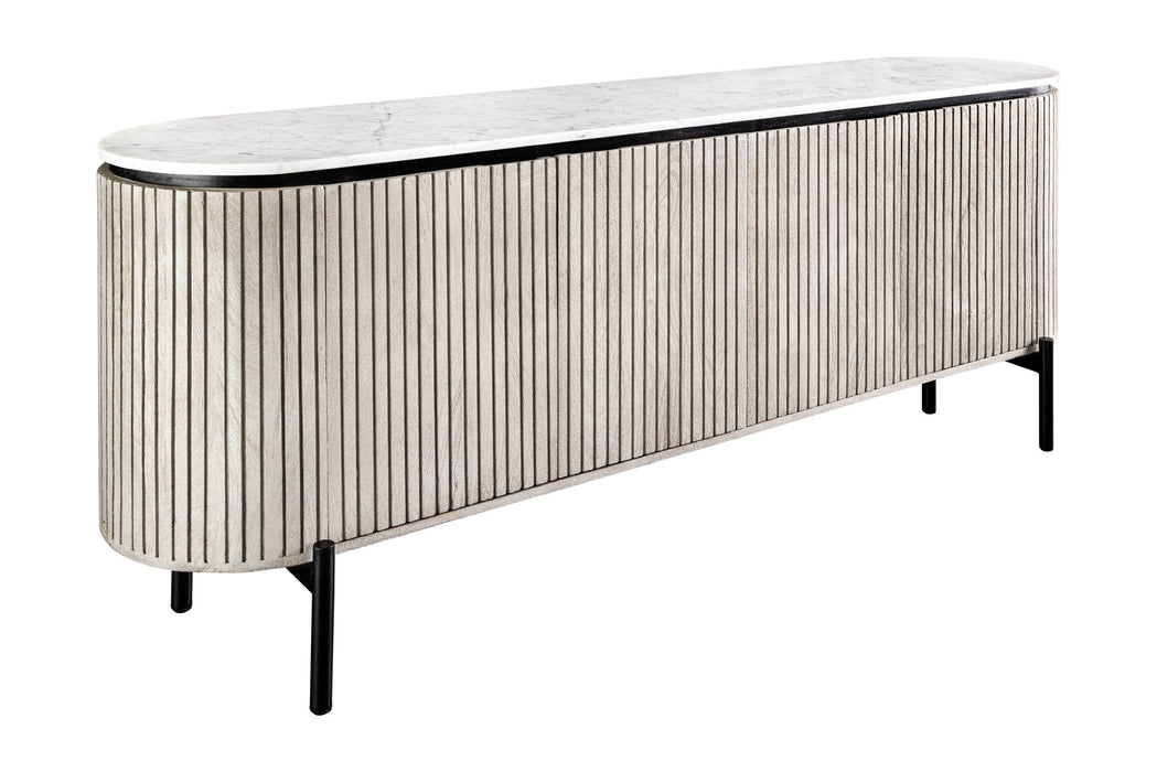 Sideboard Chicago 170cm Marmorplatte weiß Mangoholz grau