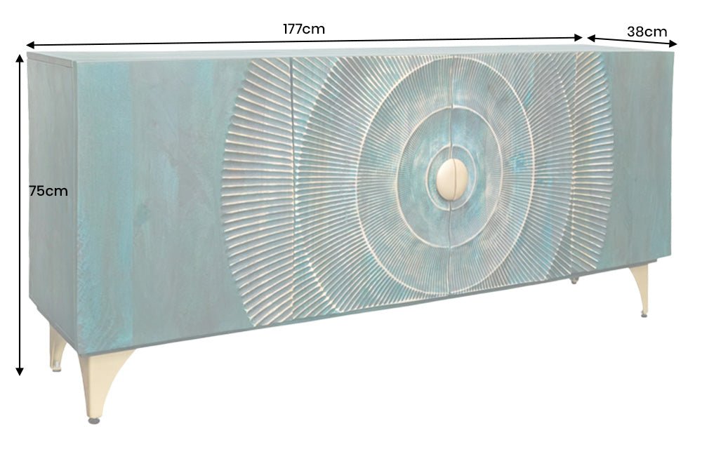 Sideboard Rigi 180cm 3D Mangoholz türkis