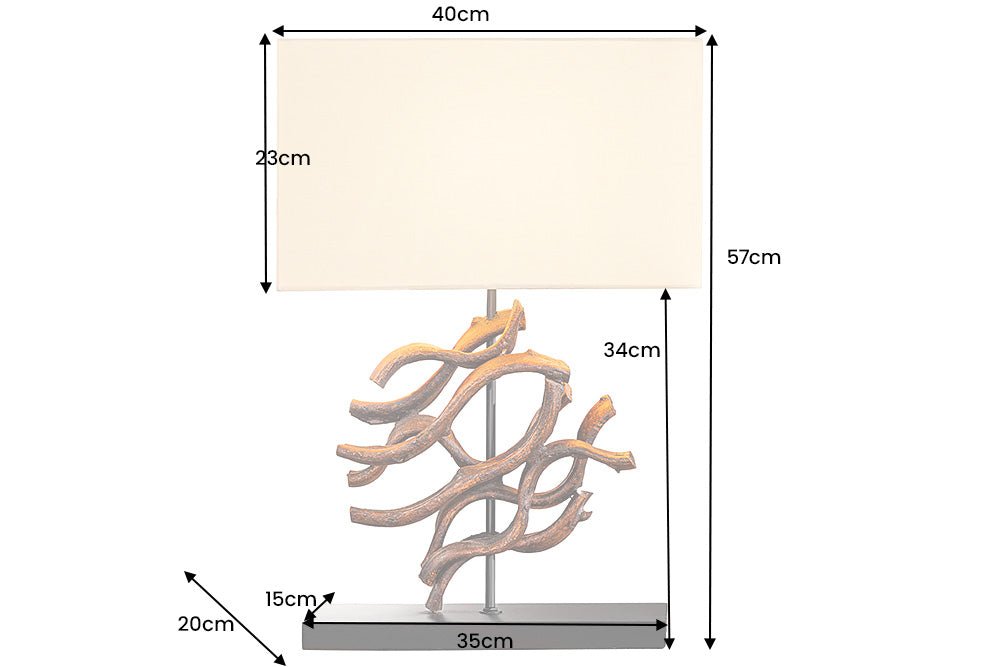 Tischleuchte Wicker 60cm Teakholz Lampenschirm