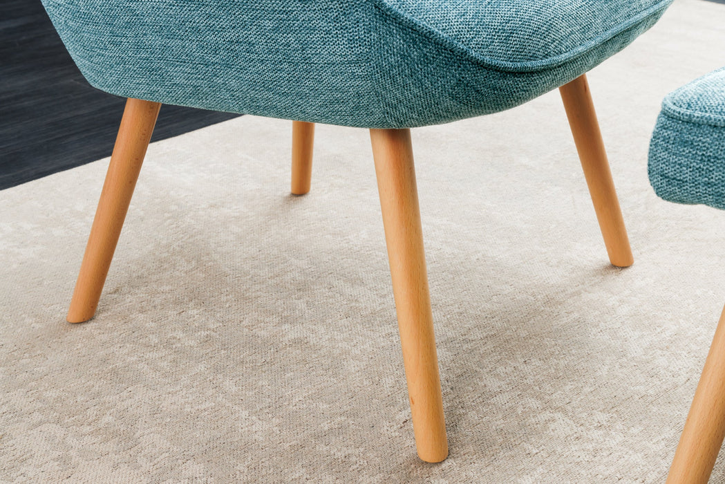 Sessel Nordica mit Armlehnen Strukturstoff blau