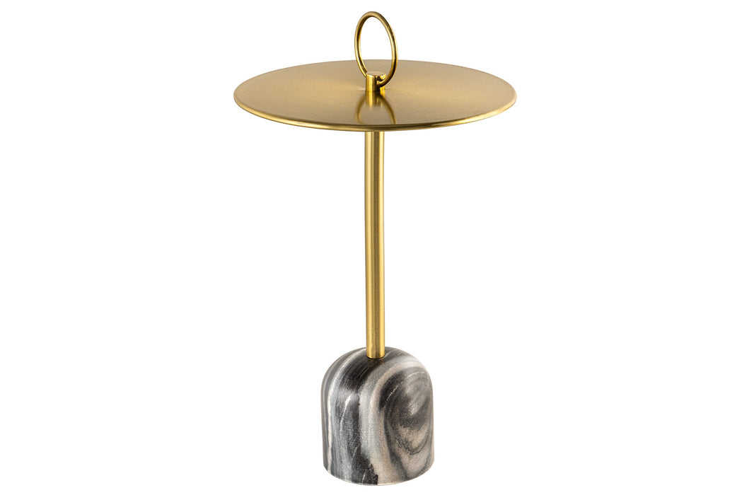 Side table Eleganz 60cm Tablett gold schwarz Marmor