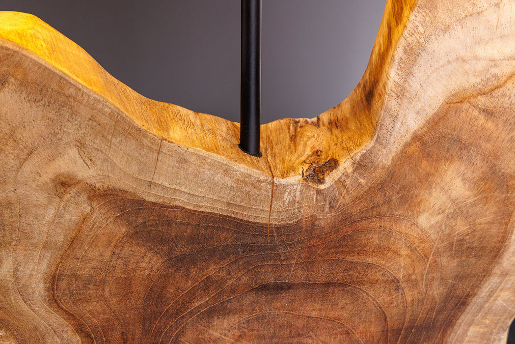 Tischleuchte HYPNOTIC 50cm Lampenschirm beige Teakholz natur