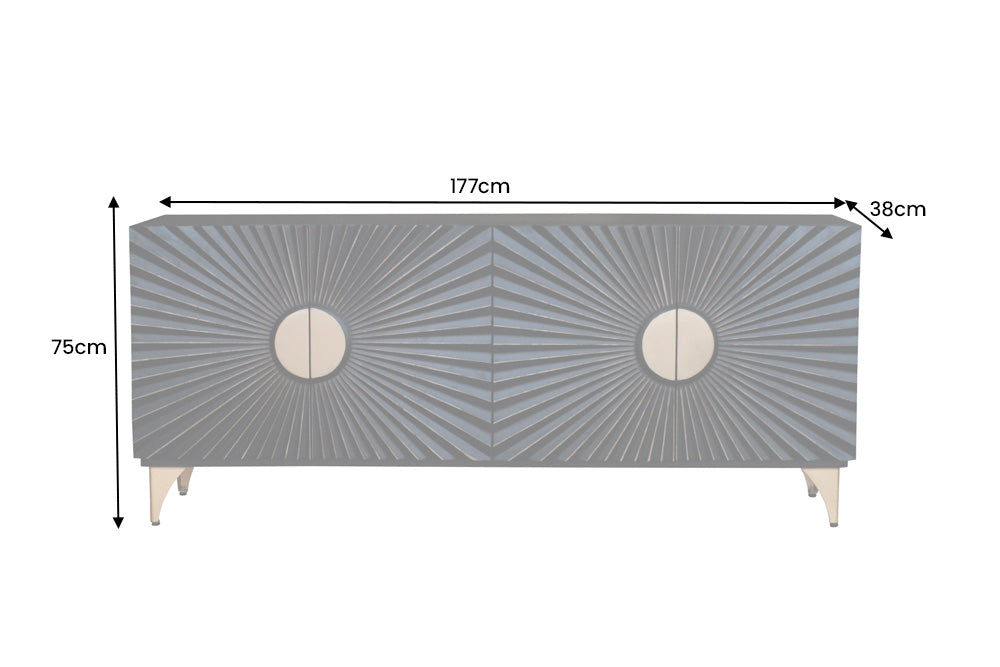 Sideboard Sertig Tal 177cm Mango schwarz gold