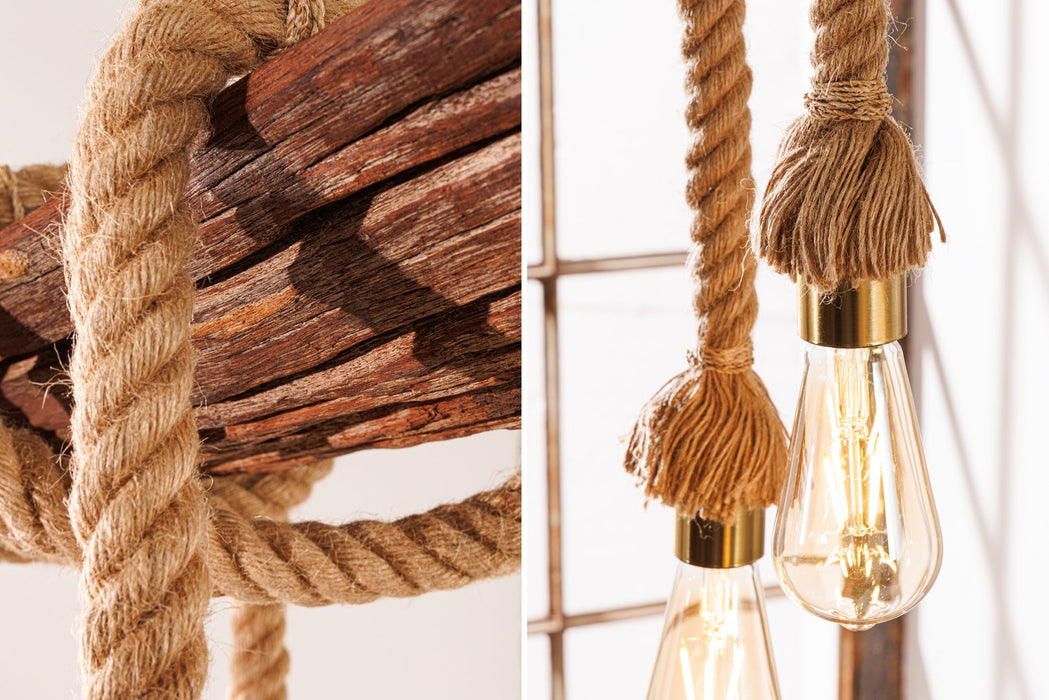 Pendelleuchte Pirat 110cm recyceltes Akazienholz natur
