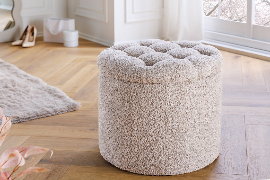 Hocker Barock Storage 50cm Bouclé Champagner