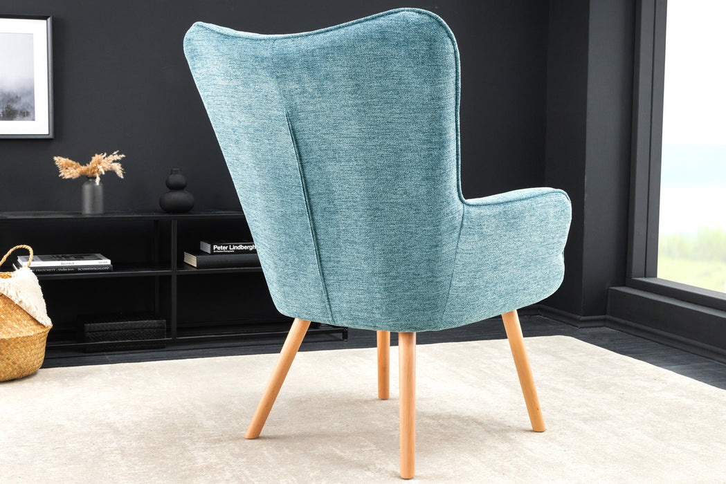 Sessel Nordica mit Armlehnen Strukturstoff blau