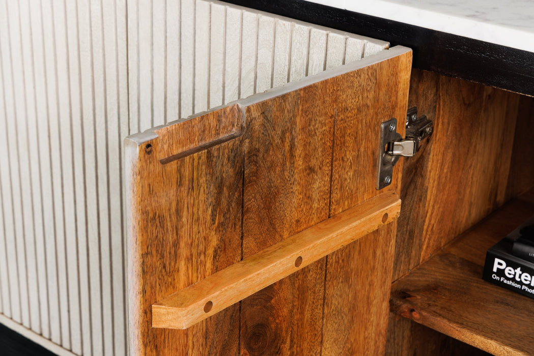 Sideboard Chicago 170cm Marmorplatte weiß Mangoholz grau