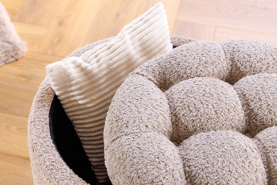 Hocker Barock Storage 50cm Bouclé Champagner