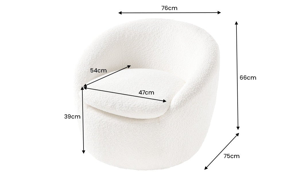Armchair Atlantis 360° rotatable bouclé white