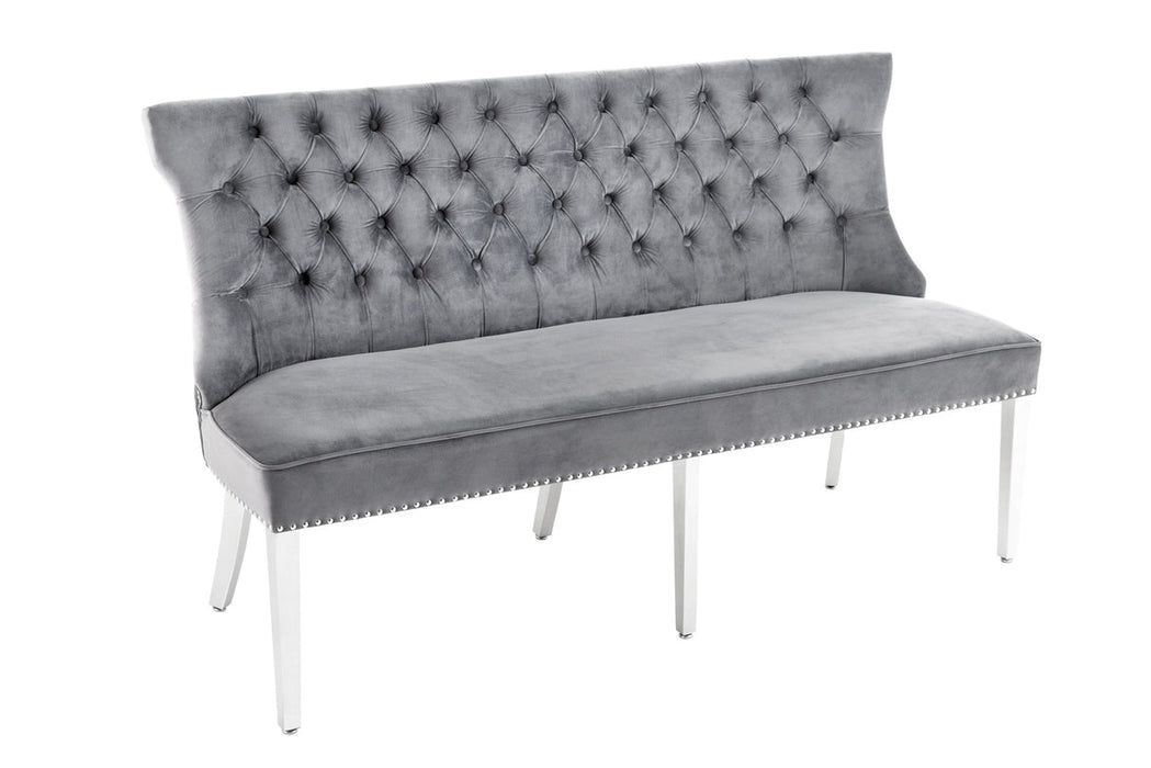 Sofabank Palace Prestige 165cm mit Löwenkopf Samt grau