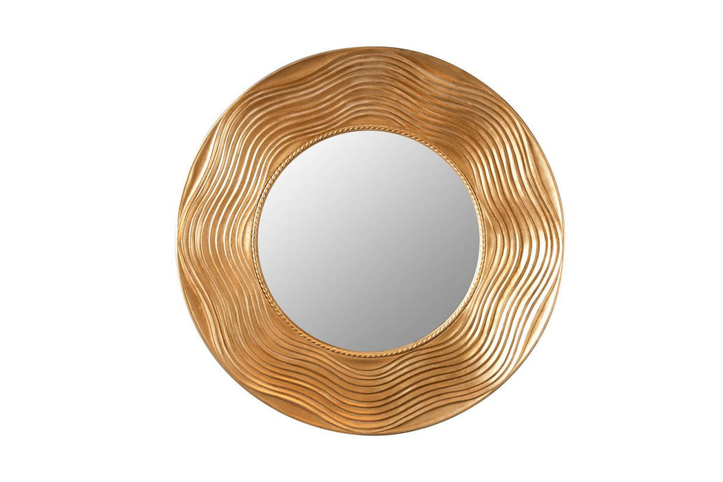 Wandspiegel Circula 100cm Paulownia Holz rund gold