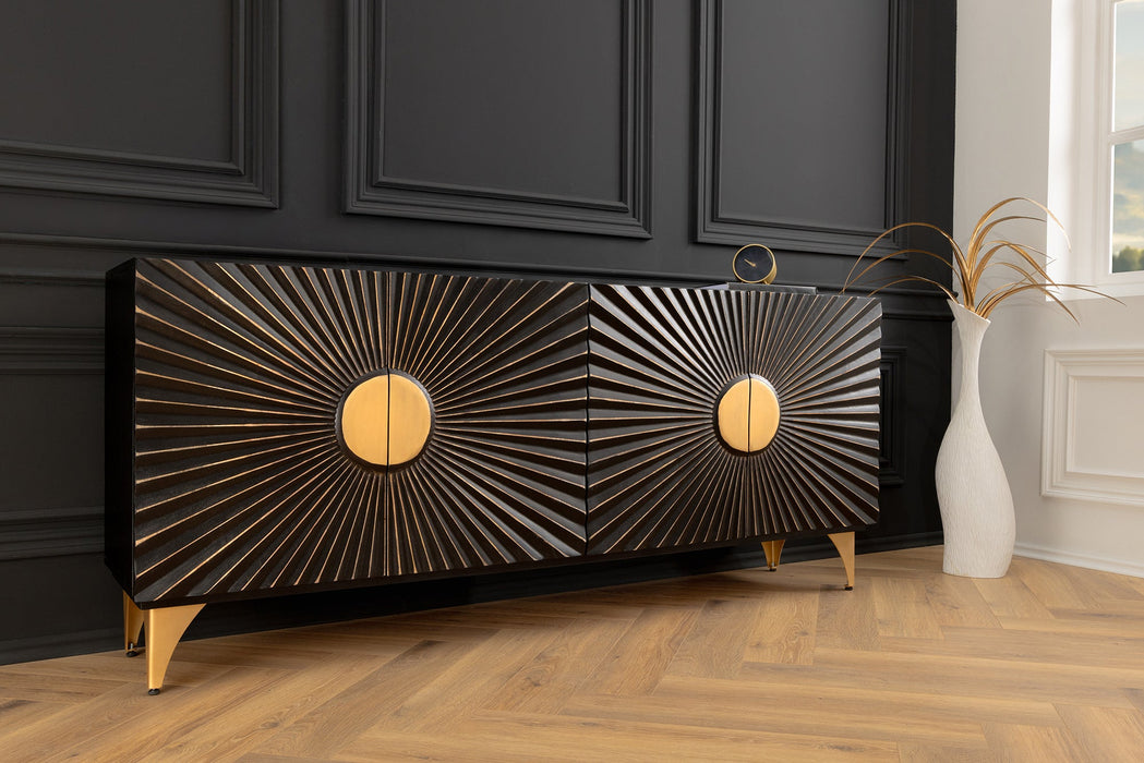 Sideboard Sertig Tal 177cm Mango schwarz gold