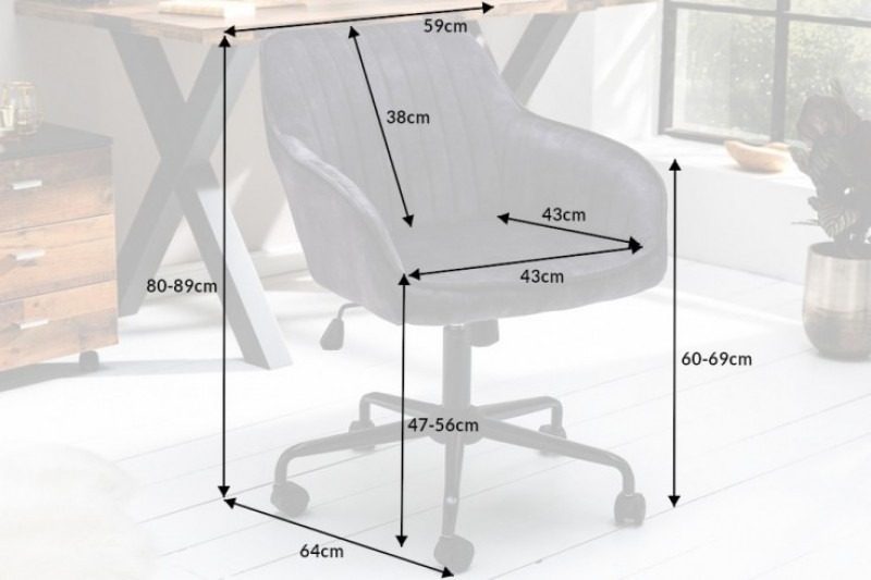 Bürostuhl Rom dunkelgrau Samt Armlehne
