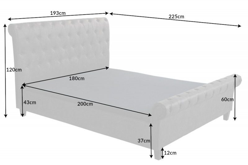 Bett London 180x200cm dunkelgrau