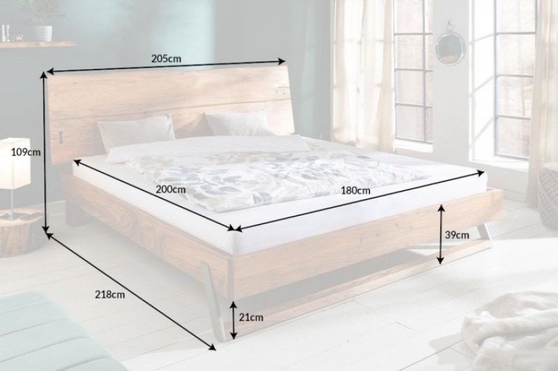 Bett Sequioa 180x200cm Akazie natur