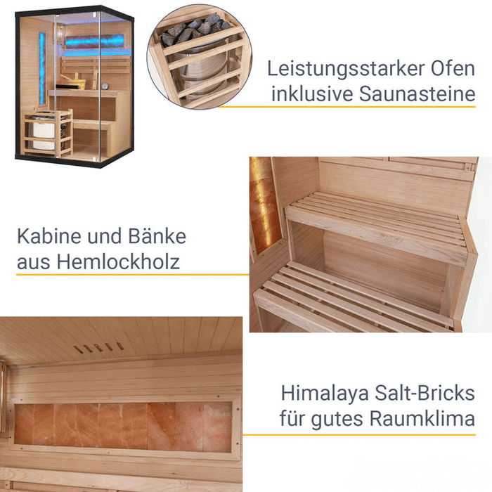 Indoor Sauna MATTERHORN 120 - Salzstein - Für 2 Personen