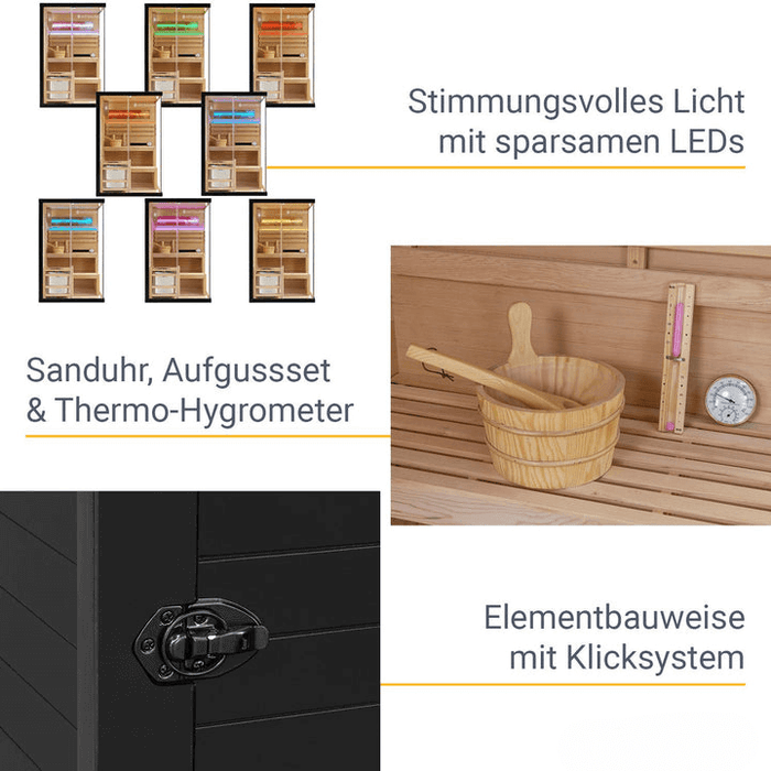 Indoor Sauna MATTERHORN 120 - Salzstein - Für 2 Personen