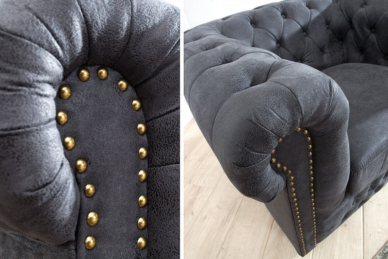 Sessel Chesterfield grau Antik Look
