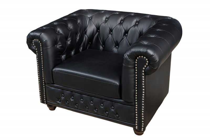 Sessel Chesterfield schwarz Antik Look Leder/ 41448