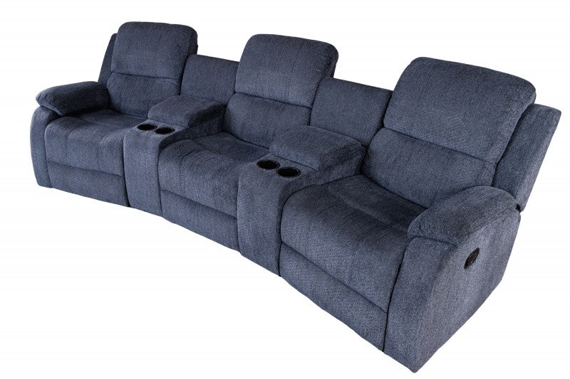 Kinosessel Hollywood 3er grau mit Cupholder