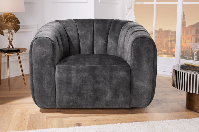 Sessel Atlantis 360° drehbar Samt dunkelgrau