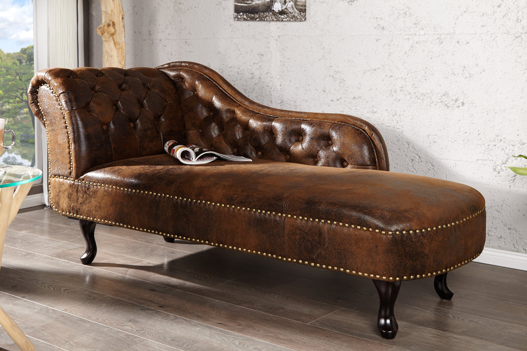 Recamiere Chesterfield braun Antik Look