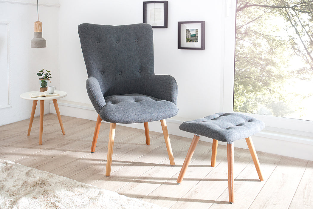 Set Sessel und Hocker Nordica grau