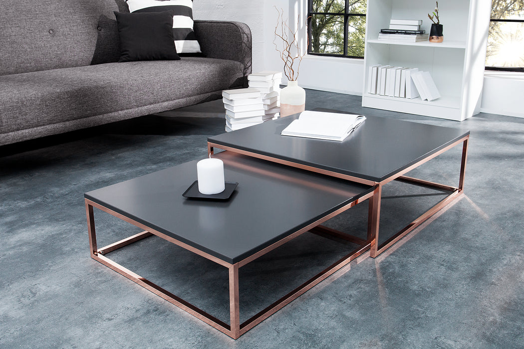 Couchtisch Jura 2er Set anthrazit kupfer
