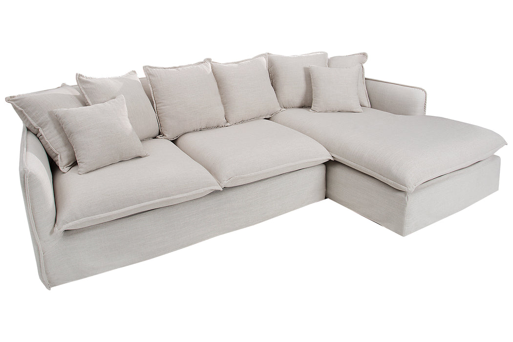 Eck-Sofa Clouds 255cm Leinen natur