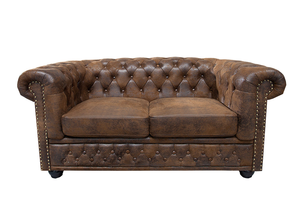 Sofa Chesterfield 2er Braun Antik Look